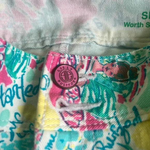 Lilly Pulitzer Jeans Worth Straight Leg In the Beginning Juice Stand Print Sz. 8 - Picture 2 of 8
